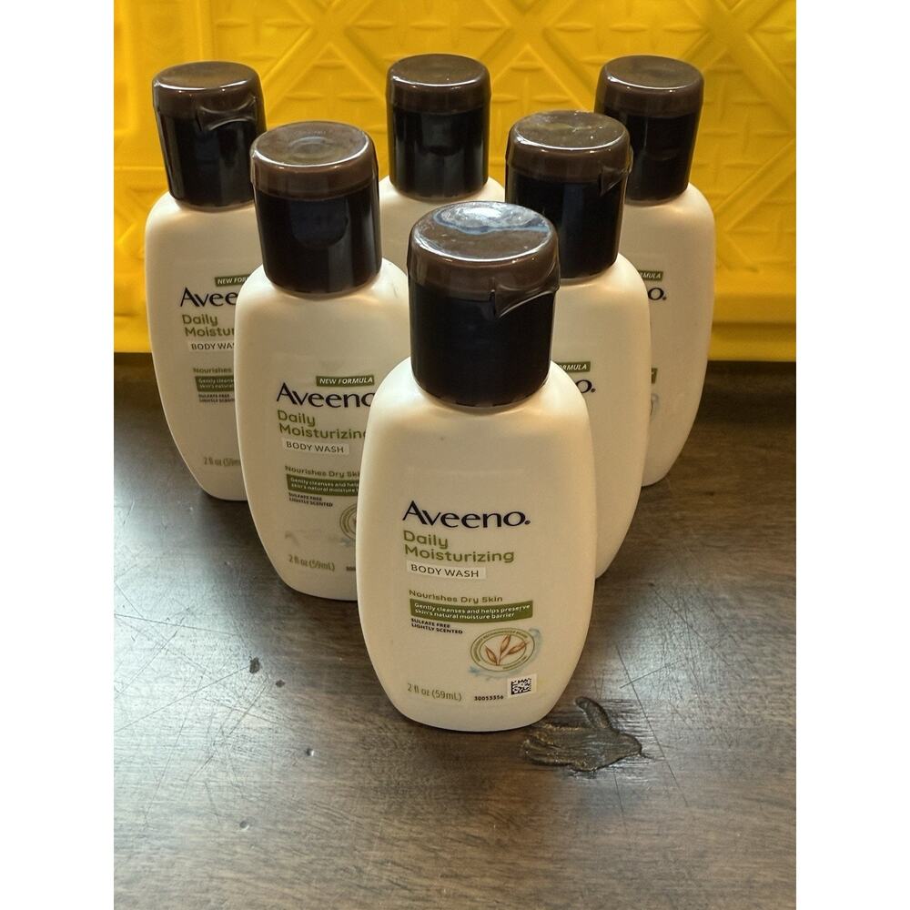 6PK Aveeno Daily Moisturizing Prebiotic Oat Body Wash Travel Size 2oz Dry Skin